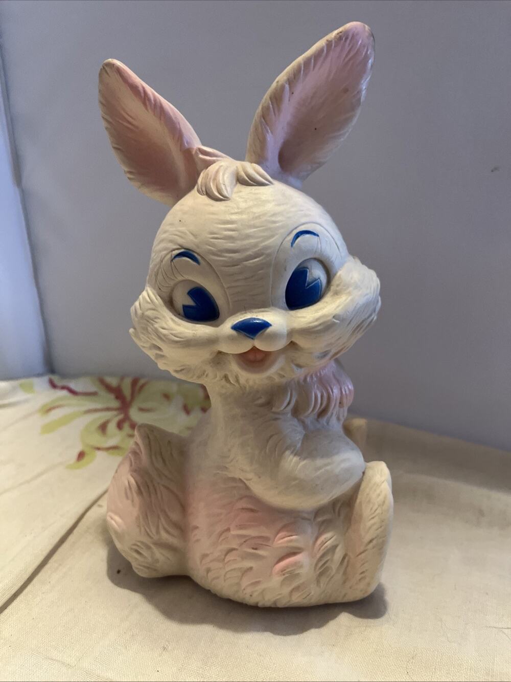 Vtg Pink Bunny Rabbit Squeak Toy Arrow Rubber Co. Edward Mobley